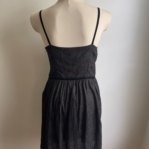 Free People Black Lace Gold Sparkle Midi Cotton Dress Crinoline Sleeveless 8 - Picture 3 of 10